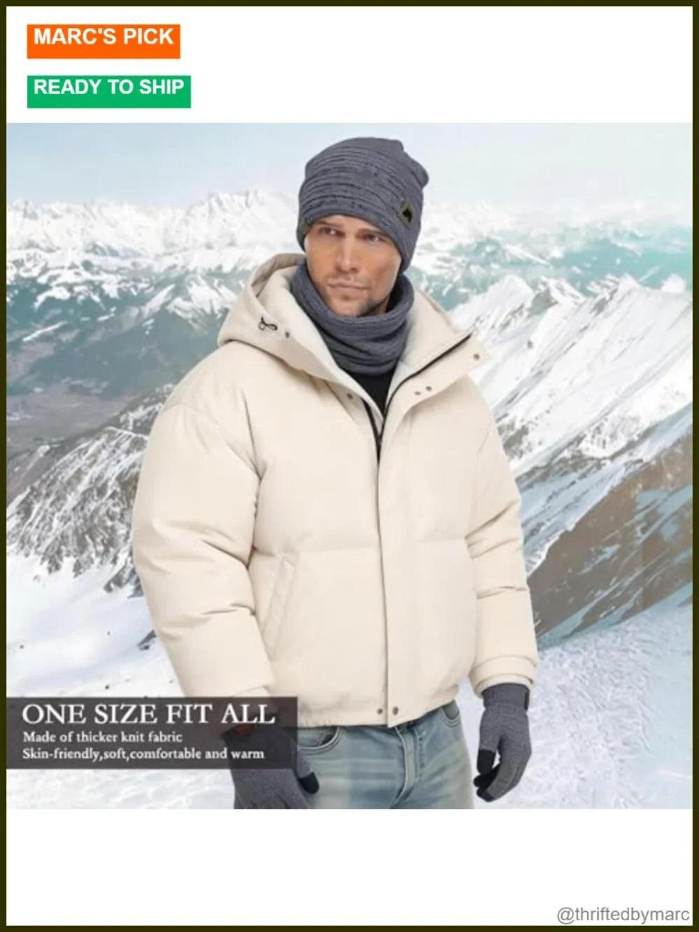 Winter Beanie Hat Scarf and Touch Screen Gloves 3-Piece Set Fleece Lined Unisex